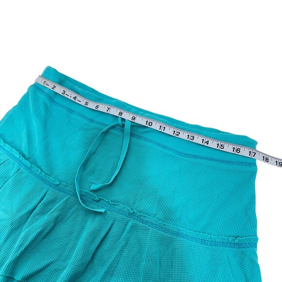 Wet Seal VINTAGE Y2K Rib Knit Turquoise Ruffle Cotton Mini Skirt Juniors Size L - Picture 4 of 9